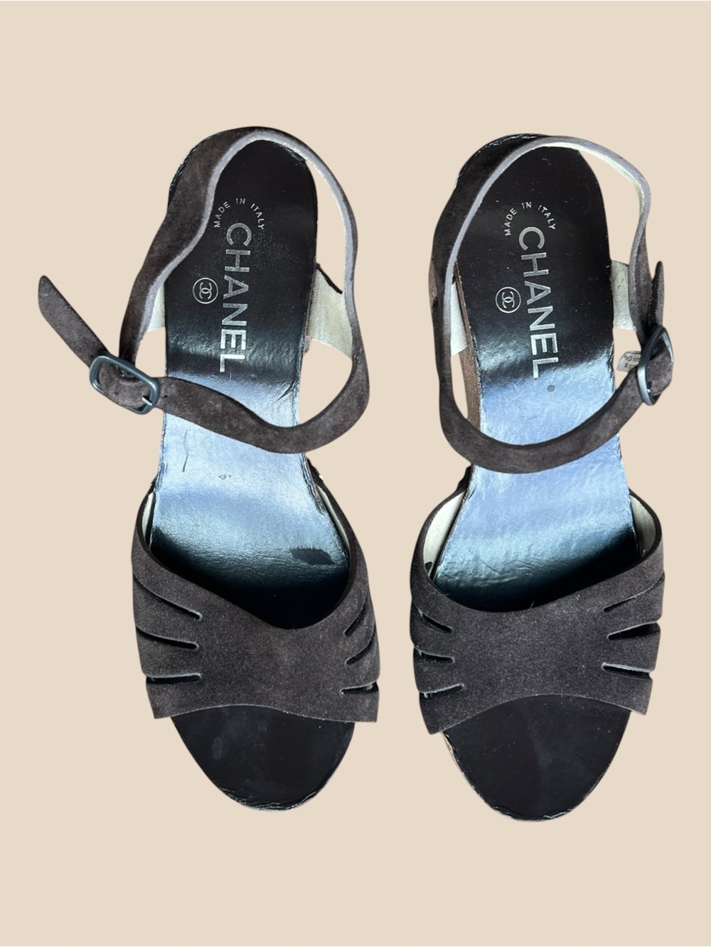 CHANEL Suede Lucky Charms Studded Wooded Platforms
